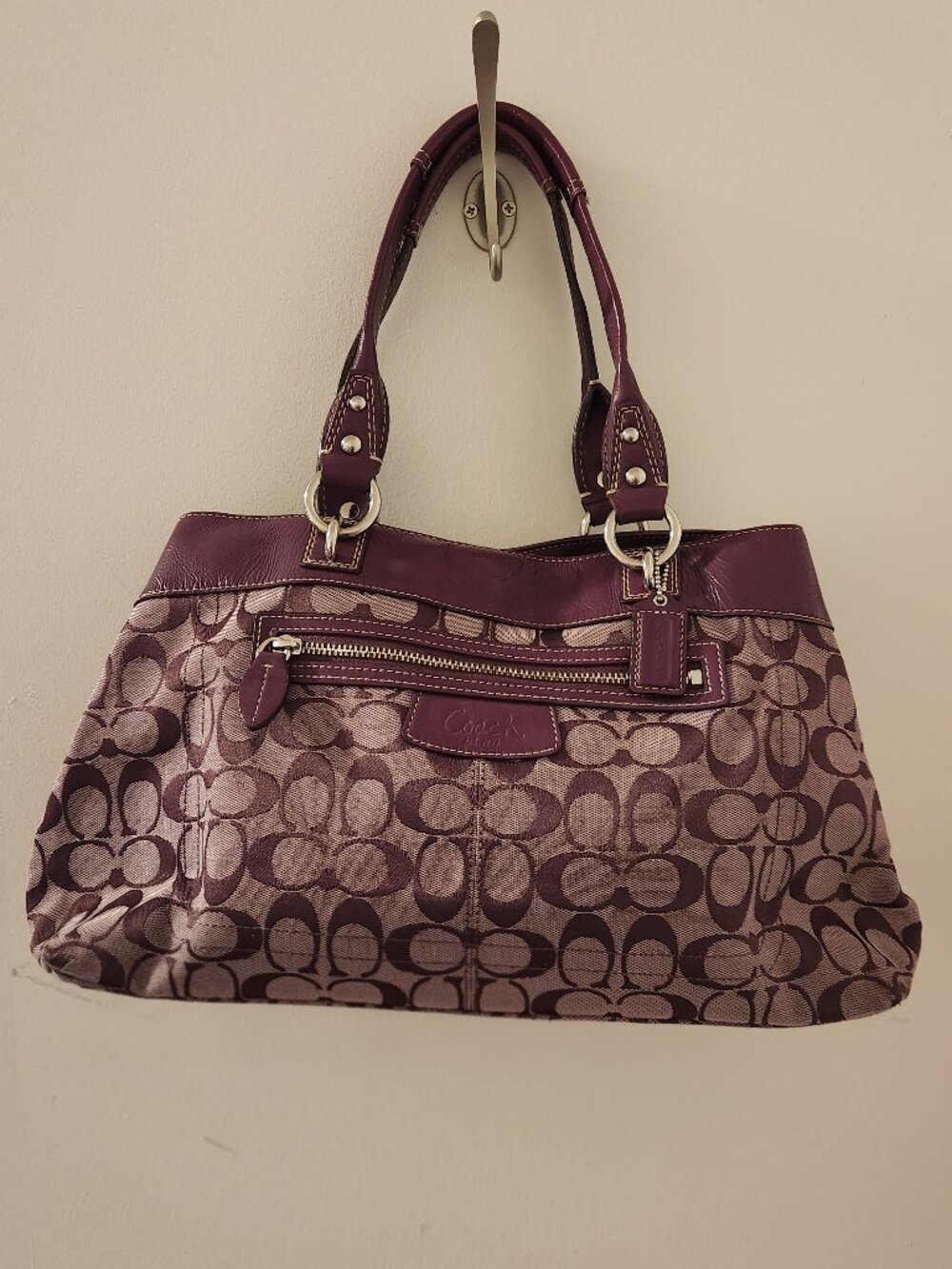 Coach Leather trim handbag